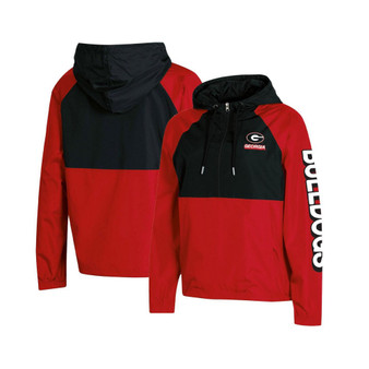 Women's Red Georgia Bulldogs Colorblocked Packable Raglan Half-Zip Hoodie Jacket