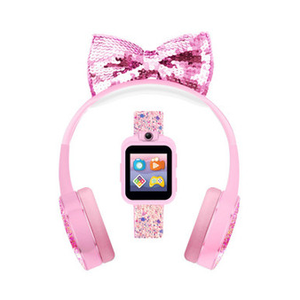Kid's Pink Sparkle Tpu Strap Smart Watch with Headphones Set 41mm