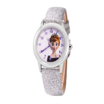 Girl's Disney Frozen 2 Anna, Elsa White Leather Strap Watch 32mm
