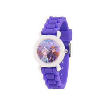 Disney Frozen 2 Elsa, Anna Girl's White Plastic Time Teacher Watch 32mm