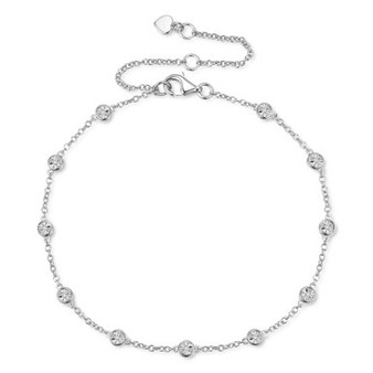Diamond Bezel Chain Bracelet (1/10 ct. t.w.) in Sterling Silver, 14k Gold-Plated Sterling Silver or 14k Rose Gold-Plated Sterling Silver