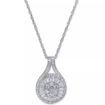 Diamond Baguette Cluster Pendant Necklace (1/2 ct. t.w.)