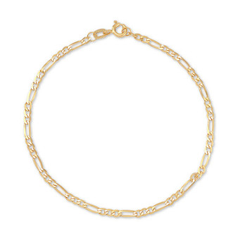 Figaro Link Chain Bracelet in 14k Gold
