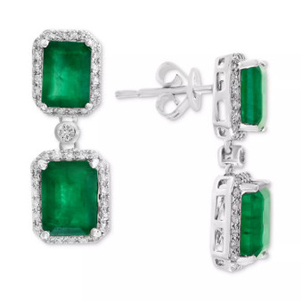 EFFY® Emerald (4-3/4 ct. t.w.) & Diamond (3/8 ct. t.w.) Drop Earrings in 14k White Gold or Yellow Gold