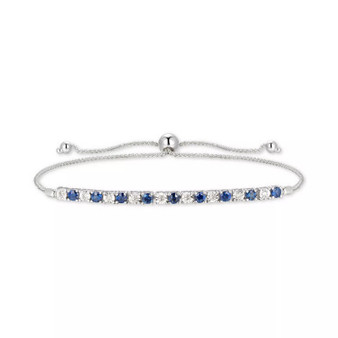 Sapphire (1/2 ct. t.w.) & Diamond (1/20 ct. t.w.) Bolo Bracelet in 14k Gold (Also Available in Ruby & Emerald)