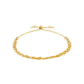 Polished Solid 5 Strand Mirror Bolo Bracelet in 10K Yellow Gold