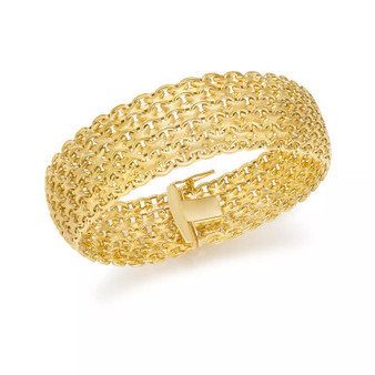 Wide Mesh Link & Chain Bracelet in 14k Gold