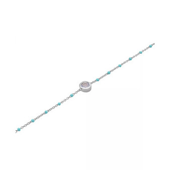 Aquamarine (1/5 ct. t.w.) & Enamel Bead Link Bracelet in Sterling Silver (Also in Additional Gemstones)