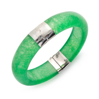 Sterling Silver Bracelet, Jade Bangle