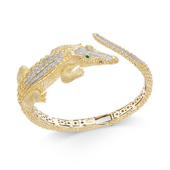 Diamond Crocodile Bypass Bracelet (1/2 ct. t.w.) in 14k Gold-Plated Sterling Silver