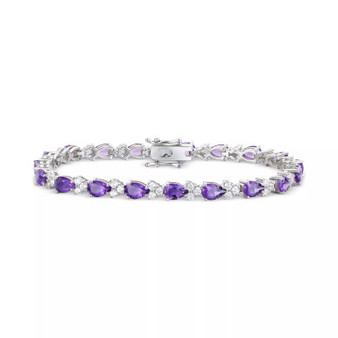 Amethyst (6-7/8 ct. t.w.) & Lab-Created White Sapphire (2-1/2 ct. t.w.) Link Bracelet in Sterling Silver (Also in Blue Topaz, Peridot, Garnet, & Citrine)