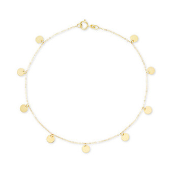 Polished Disc Dangle Ankle Bracelet in 14k Gold