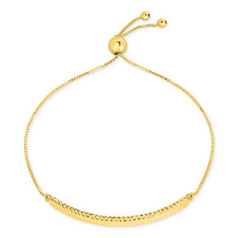 Textured Bar Bolo Bracelet in 10k Gold