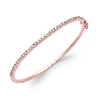 Arabella 14k Rose Gold over Sterling Silver Cubic Zirconia Bangle Bracelet (1-3/4 ct. t.w.)