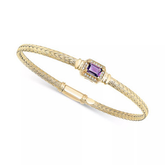 Amethyst (1/2 ct. t.w.) & White Topaz (1/5 ct. t.w.) Woven Bangle Bracelet in 14k Gold-Plated Sterling Silver (Also in Citrine & Swiss Blue Topaz)