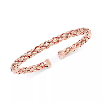 Pyramid Link Polished End Cuff Bracelet