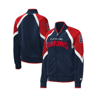 Women's Navy Cleveland Guardians Touchdown Raglan Full-Zip Track Jacket