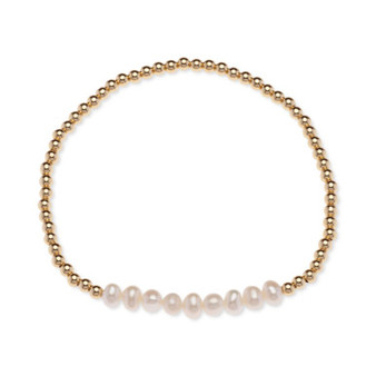 Cultured Freshwater Pearl (4-1/2 - 5mm) Polished Bead Stretch Bracelet in 18k Gold-Plated Sterling Silver