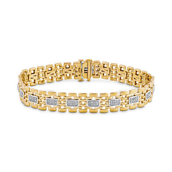 Men's Diamond Link Bracelet (1 ct. t.w.) in 18k Gold-Plated Sterling Silver