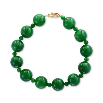 EFFY® Dyed Green Jade (4 & 10mm) Bracelet