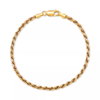 Rope Link Chain Bracelet (2-5/8mm) in 18k Gold-Plated Sterling Silver or Sterling Silver, Created for Macy's