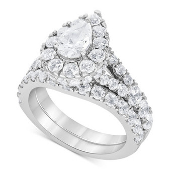 Diamond Pear Halo Bridal Set (4 ct. t.w.) in 14k White Gold