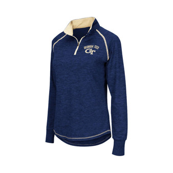 Women's Navy Georgia Tech Yellow Jackets Bikram 1/4 Zip Long Sleeve Jacket