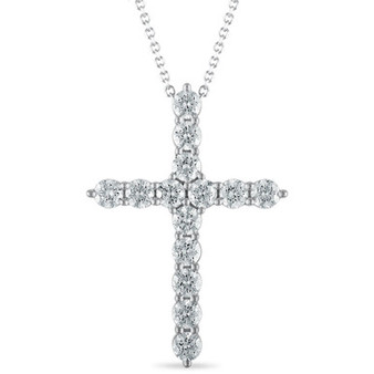 Diamond 18" Cross Pendant Necklace (2 ct. t.w.) in 14k White Gold