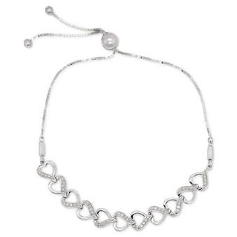Diamond Heart Bolo Bracelet (1/6 ct. t.w.) in Sterling Silver