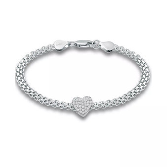 Cubic Zirconia Heart Bismark Chain Bracelet, Created for Macy's
