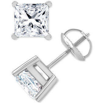 Diamond Princess Stud Earrings (3 ct. t.w.) in 14k White Gold