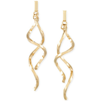 Double Twist Drop Earrings in 14k Gold