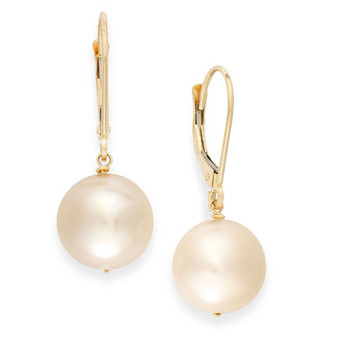 Cultured Freshwater Pearl Earrings in 14k Gold (10mm)