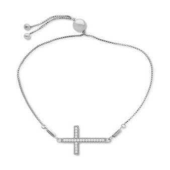 Diamond Cross Bolo Bracelet (1/6 ct. t.w.) in Sterling Silver