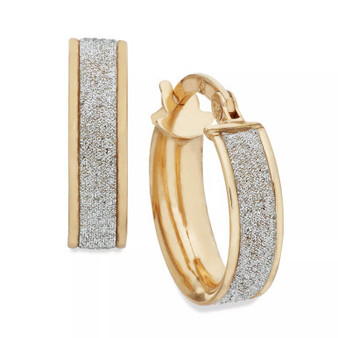 Glitter Hoop Earrings in 14k Rose Gold, White Gold or Gold