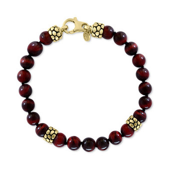 EFFY® Men's Tiger Eye Bead Bracelet in 18k Gold-Plated Sterling Silver