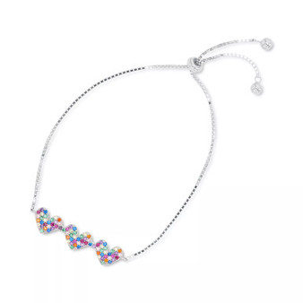 Rainbow Cubic Zirconia Pavé Triple Heart Bolo Bracelet in Sterling Silver (Also in 14k Gold Over Silver)