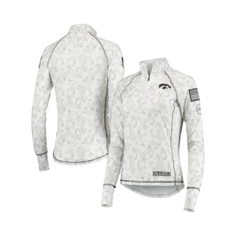 Women's White Iowa Hawkeyes OHT Military-Inspired Appreciation Officer Arctic Camo 1/4-Zip Jacket