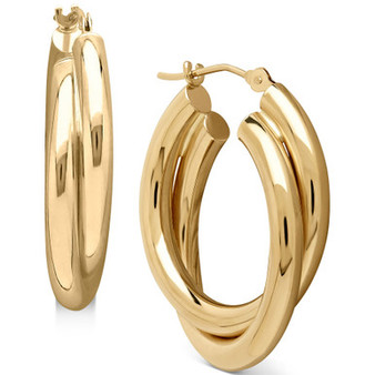 Double Hoop Earrings in 14k Gold