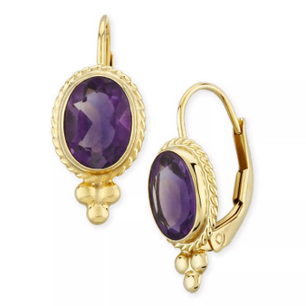 Gemstone Twist Gallery Drop Earring in 14k Yellow Gold Available in Citrine