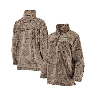 Women's Tan Green Bay Packers Sherpa Quarter-Zip Jacket