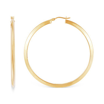 Polished Tube Medium Hoop Earrings in 10k Gold (45mm)