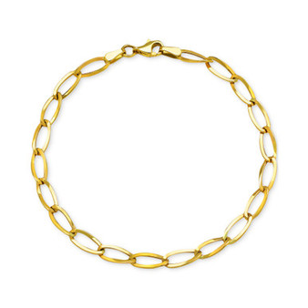 Elongated Polished Link Chain Bracelet in 10k Gold