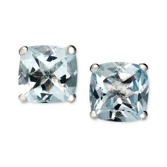 14k White Gold Earrings, Aquamarine Cushion Studs (1-5/8 ct. t.w.)