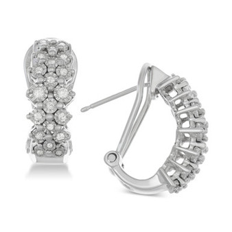 Diamond Cluster Hoop Earrings (1/2 ct. t.w.) in Sterling Silver