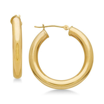 Polished Tube Hoop Earrings in 14k Gold
