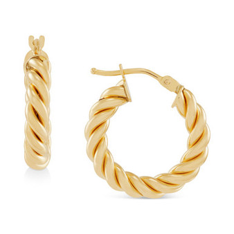 Twist Hoop Earrings in 10k Gold (20mm)