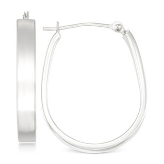 Polished Pear-Shape Hoop Earrings in 10k White Gold