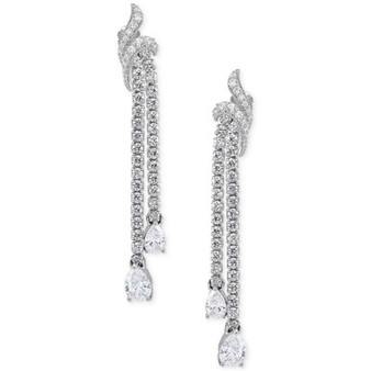 Cubic Zirconia Dangle Drop Earrings in Sterling Silver