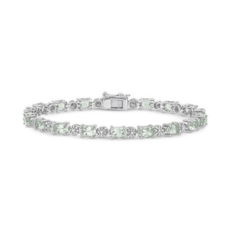 Green Quartz (7-3/8 ct. t.w.) & Diamond Accent Link Bracelet in Sterling Silver